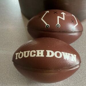 2 Brown Football stress balls Set.